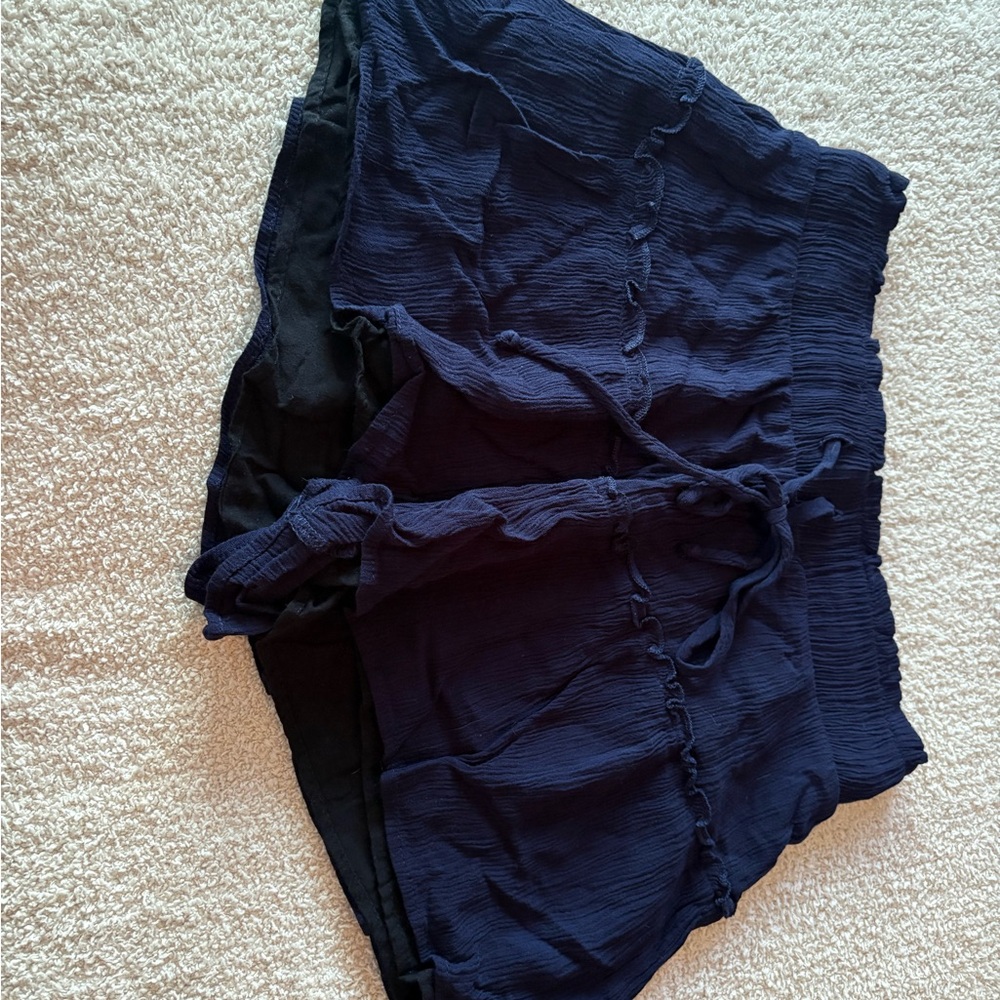Navy Blue Textured Shorts